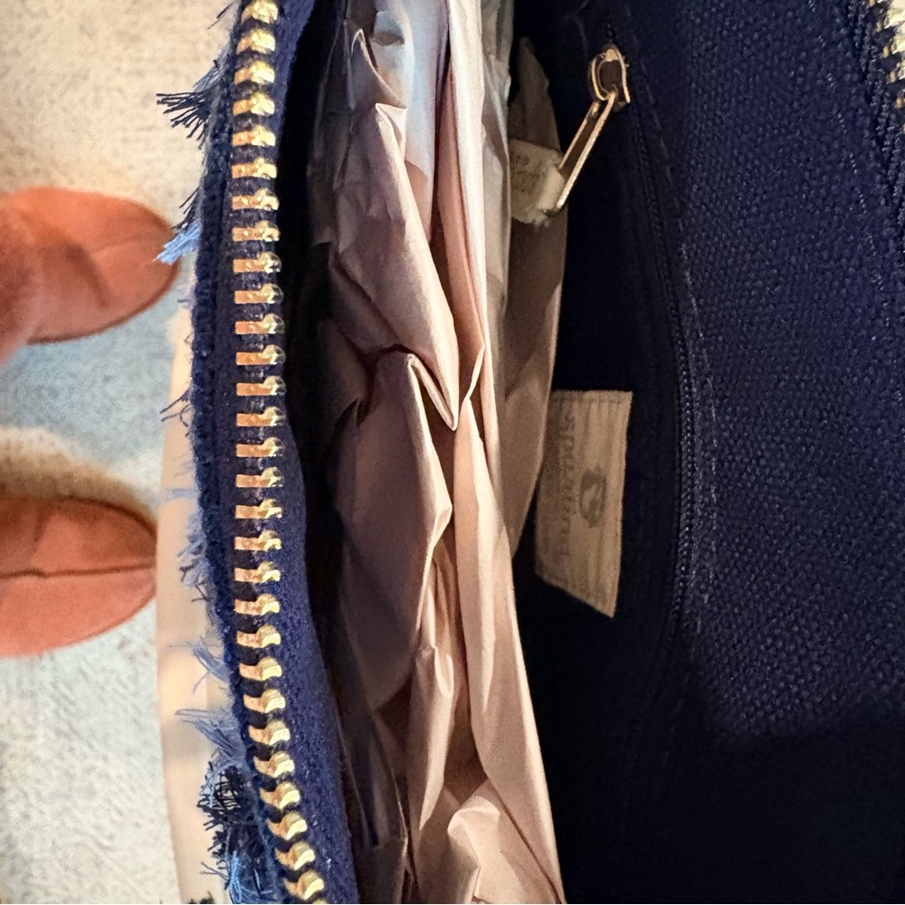 Spartina 449 Daise Seascape Wristlet Navy & Natural Canvas Tassel - Picture 5 of 6
